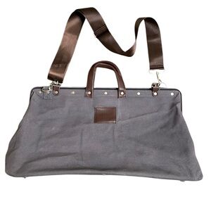 Line of Trade No. 0312 Canvas Weekender Duffel Bag Gray Leather Carry On Tote